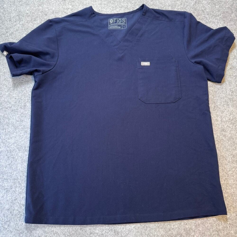 FIGS Men’s Technical Collection Scrub Top Navy Blue Size L FM1500 V-Neck